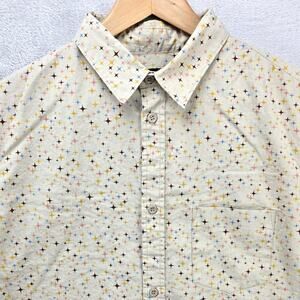 Vintage Stussy Button Up Shirt Mens XL Star Sparkle All Over Print USA Made 90s
